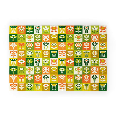 Jenean Morrison 70s Flower Grid Welcome Mat