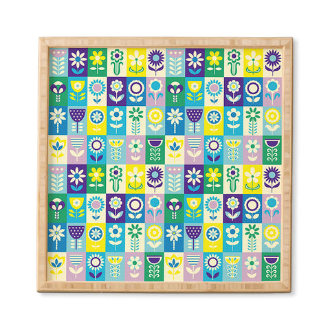 Jenean Morrison 90s Flower Grid Framed Wall Art