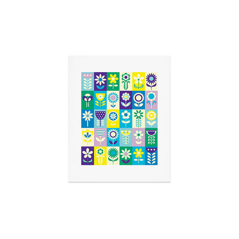 Jenean Morrison 90s Flower Grid Art Print