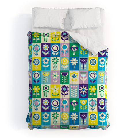 Jenean Morrison 90s Flower Grid Comforter