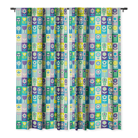 Jenean Morrison 90s Flower Grid Blackout Window Curtain