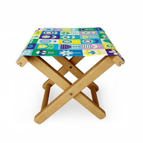 Jenean Morrison 90s Flower Grid Folding Stool
