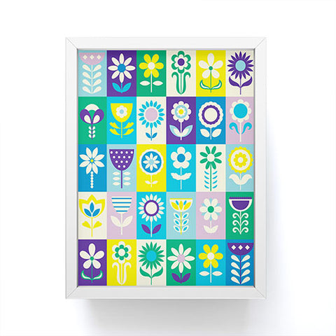 Jenean Morrison 90s Flower Grid Framed Mini Art Print