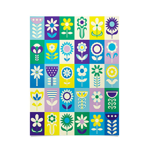 Jenean Morrison 90s Flower Grid Poster
