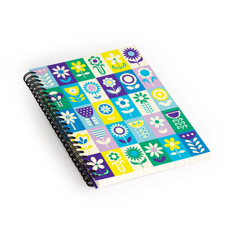 Jenean Morrison 90s Flower Grid Spiral Notebook