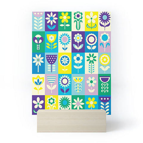 Jenean Morrison 90s Flower Grid Mini Art Print