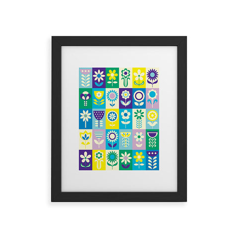 Jenean Morrison 90s Flower Grid Framed Art Print