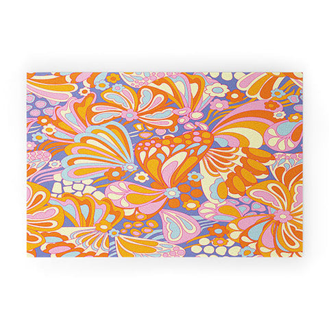 Jenean Morrison Abstract Butterfly Lilac Welcome Mat
