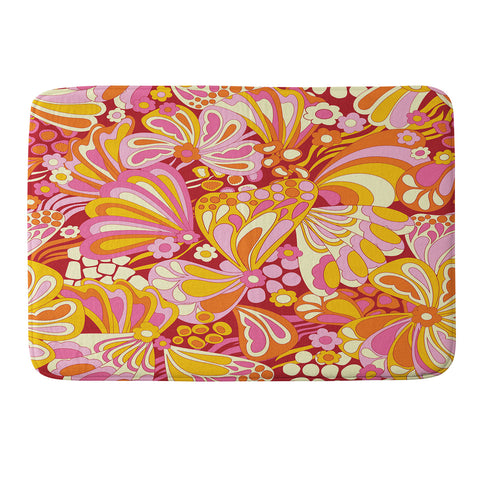 Jenean Morrison Abstract Butterfly Pink Memory Foam Bath Mat