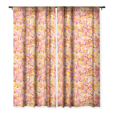 Jenean Morrison Abstract Butterfly Pink Sheer Window Curtain