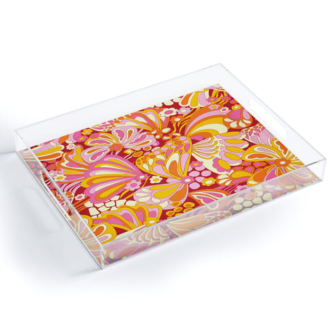 Jenean Morrison Abstract Butterfly Pink Acrylic Tray