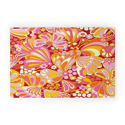 Jenean Morrison Abstract Butterfly Pink Welcome Mat