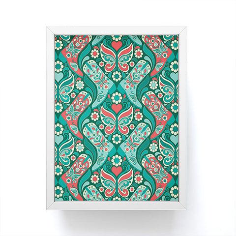 Jenean Morrison Boots and Butterflies Blue Framed Mini Art Print