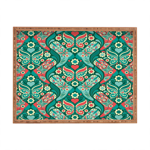 Jenean Morrison Boots and Butterflies Blue Rectangular Tray