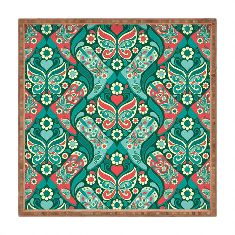 Jenean Morrison Boots and Butterflies Blue Square Tray