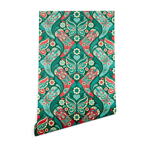 Jenean Morrison Boots and Butterflies Blue Wallpaper