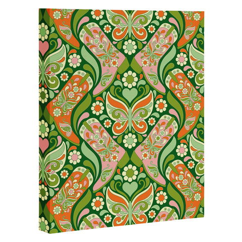Jenean Morrison Boots and Butterflies Green Art Canvas