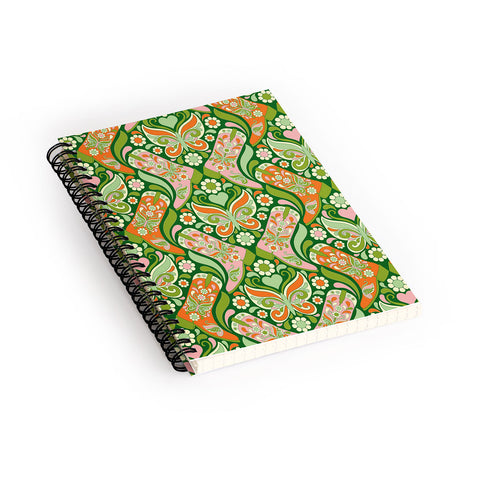 Jenean Morrison Boots and Butterflies Green Spiral Notebook