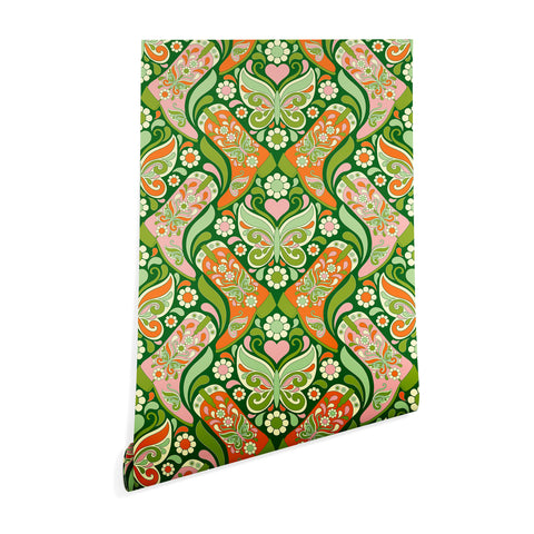 Jenean Morrison Boots and Butterflies Green Wallpaper