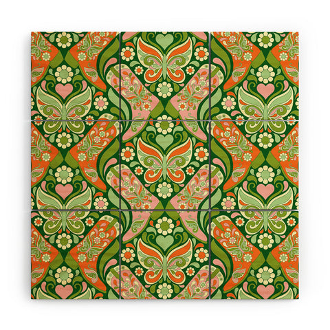 Jenean Morrison Boots and Butterflies Green Wood Wall Mural