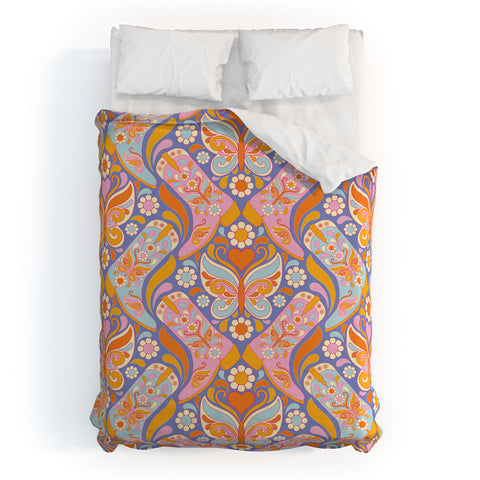 Jenean Morrison Boots and Butterflies Lilac Duvet Cover