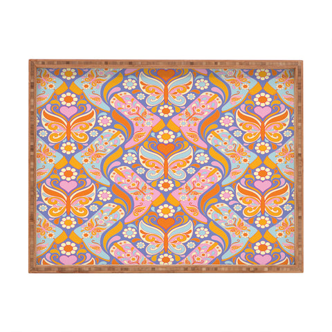 Jenean Morrison Boots and Butterflies Lilac Rectangular Tray