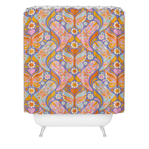 Jenean Morrison Boots and Butterflies Lilac Shower Curtain