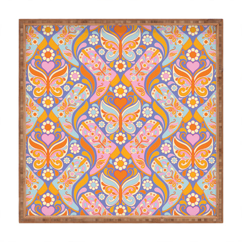 Jenean Morrison Boots and Butterflies Lilac Square Tray