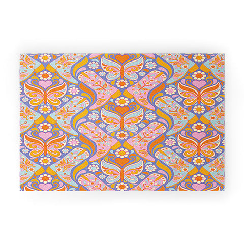 Jenean Morrison Boots and Butterflies Lilac Welcome Mat