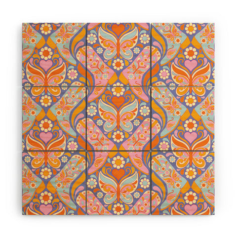 Jenean Morrison Boots and Butterflies Lilac Wood Wall Mural