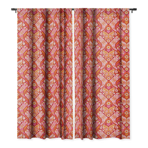 Jenean Morrison Boots and Butterflies Pink Blackout Window Curtain
