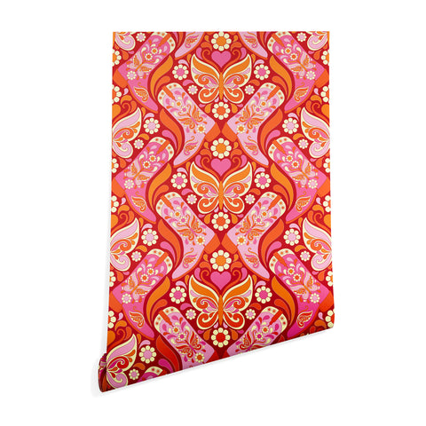 Jenean Morrison Boots and Butterflies Pink Wallpaper