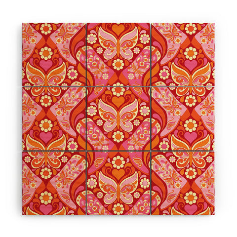 Jenean Morrison Boots and Butterflies Pink Wood Wall Mural