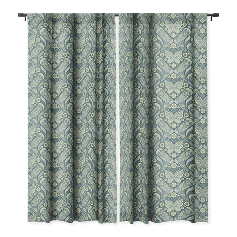 Jenean Morrison Boots and Butterflies Slate Blackout Window Curtain