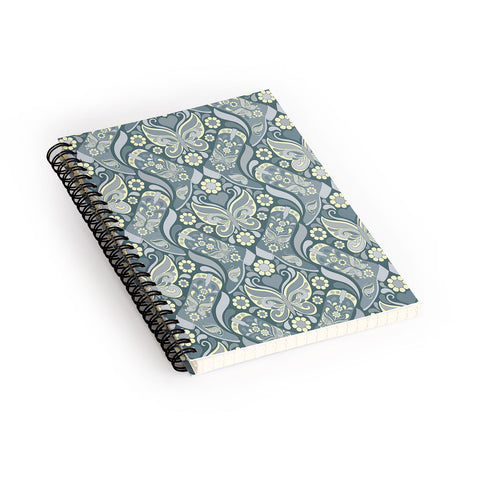 Jenean Morrison Boots and Butterflies Slate Spiral Notebook