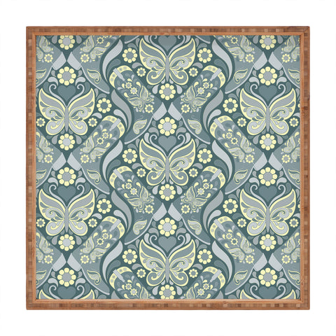 Jenean Morrison Boots and Butterflies Slate Square Tray