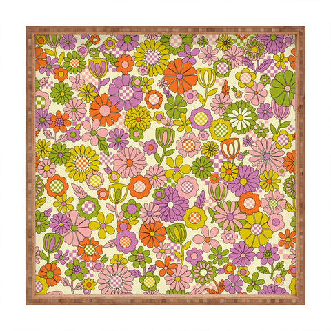 Jenean Morrison Checkered Past in Pink Square Tray