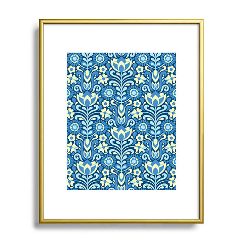 Jenean Morrison Climbing Floral Blues Metal Framed Art Print