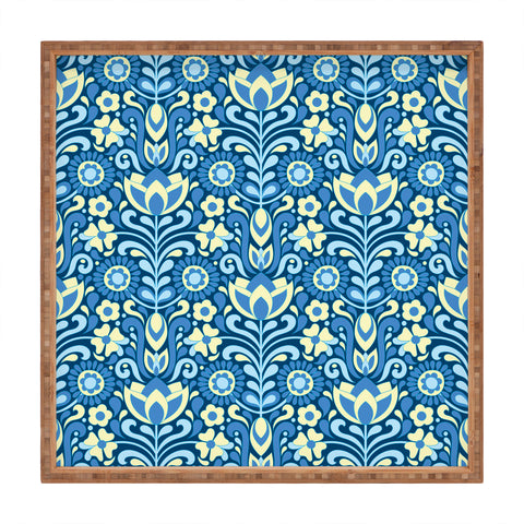 Jenean Morrison Climbing Floral Blues Square Tray
