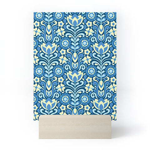 Jenean Morrison Climbing Floral Blues Mini Art Print