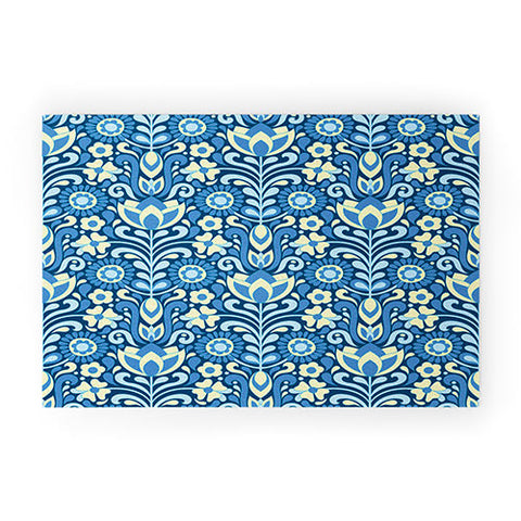 Jenean Morrison Climbing Floral Blues Welcome Mat