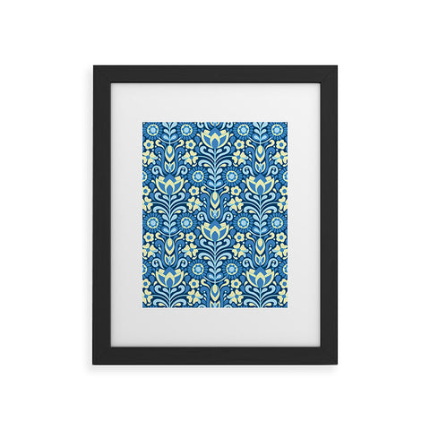 Jenean Morrison Climbing Floral Blues Framed Art Print