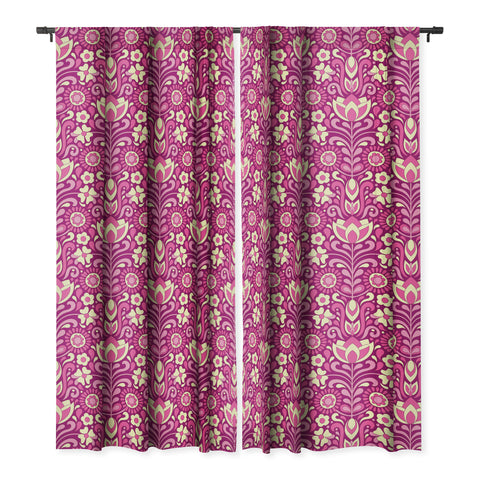 Jenean Morrison Climbing Floral Fuchsia Blackout Window Curtain