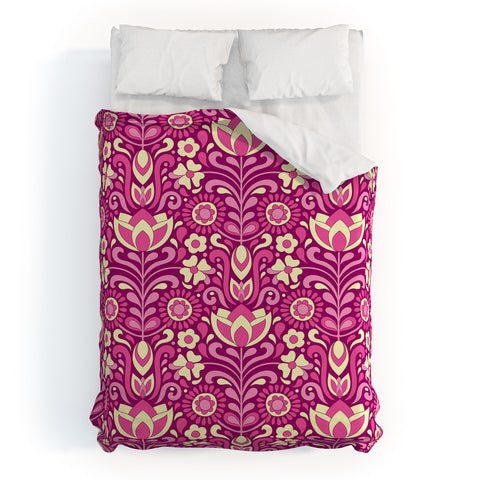 Jenean Morrison Climbing Floral Fuchsia Duvet Cover