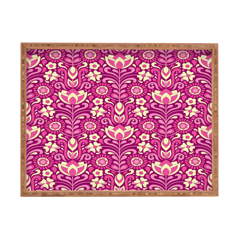 Jenean Morrison Climbing Floral Fuchsia Rectangular Tray