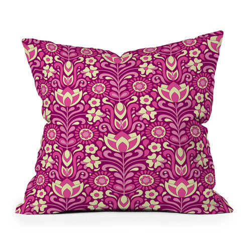 Jenean Morrison Climbing Floral Fuchsia Throw Pillow