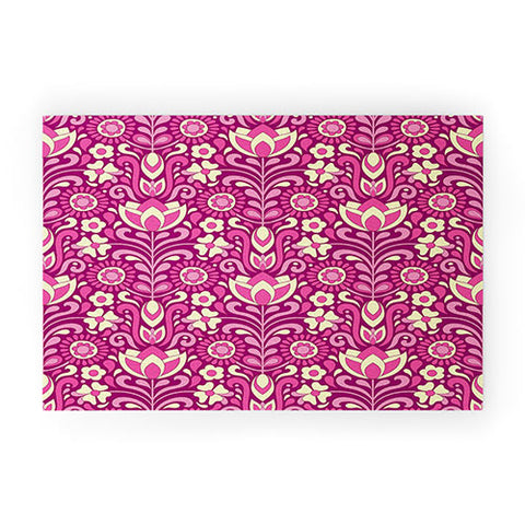 Jenean Morrison Climbing Floral Fuchsia Welcome Mat