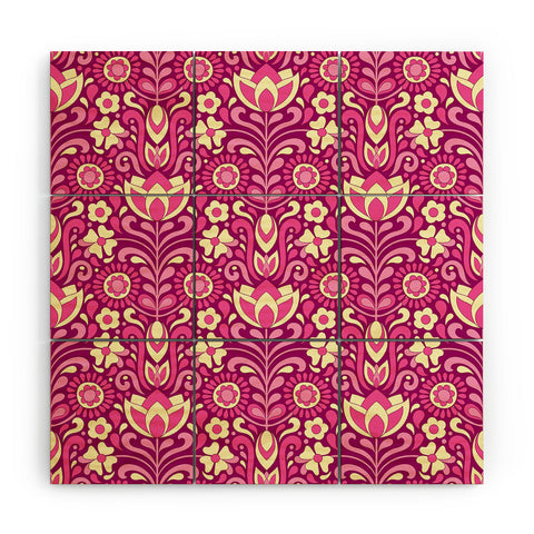 Jenean Morrison Climbing Floral Fuchsia Wood Wall Mural