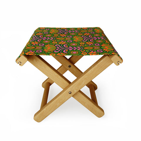 Jenean Morrison Climbing Floral Green Folding Stool