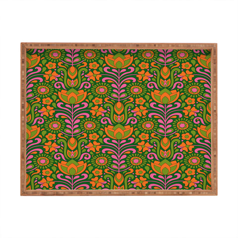 Jenean Morrison Climbing Floral Green Rectangular Tray